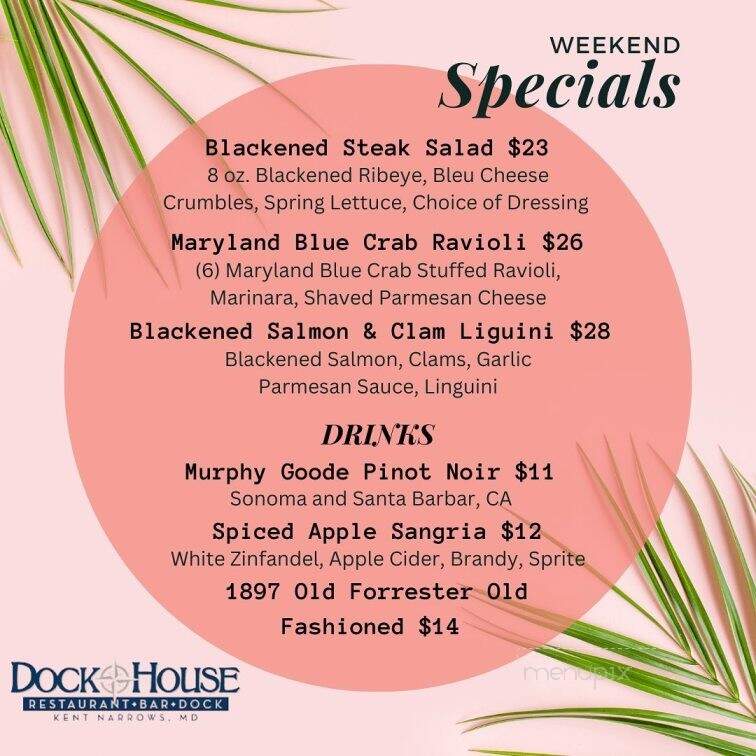 Dock House Restaurant - Chester, MD menu_pic