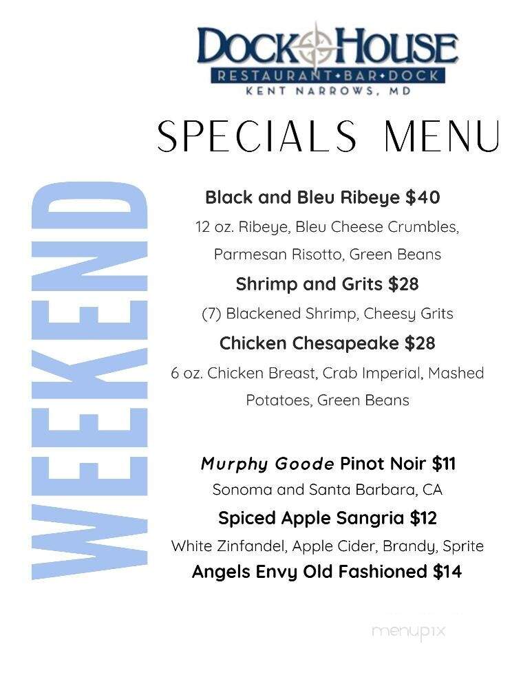 Dock House Restaurant - Chester, MD menu_pic