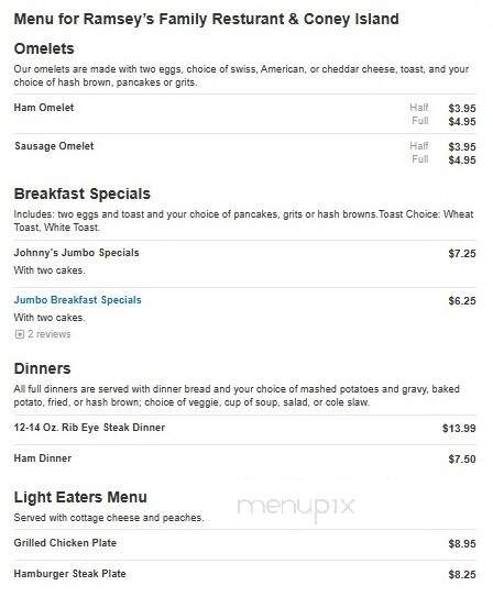 Ramsey's Family Restaurant - Trenton, MI menu_pic