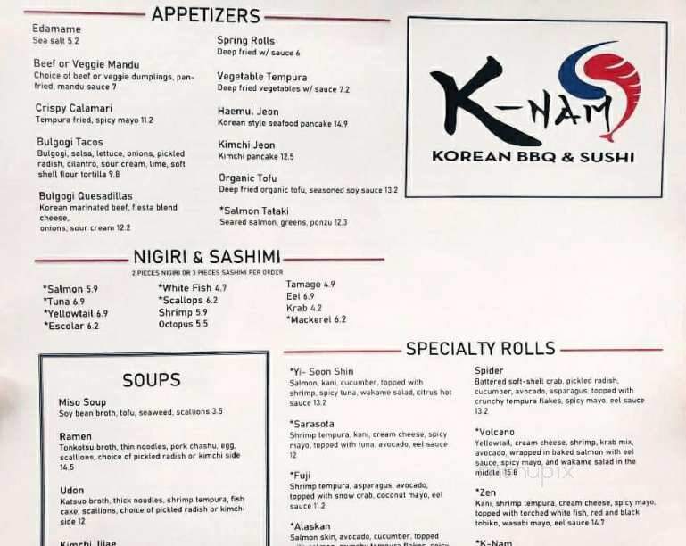 K-Nam Korean BBQ & Sushi - Sarasota, FL