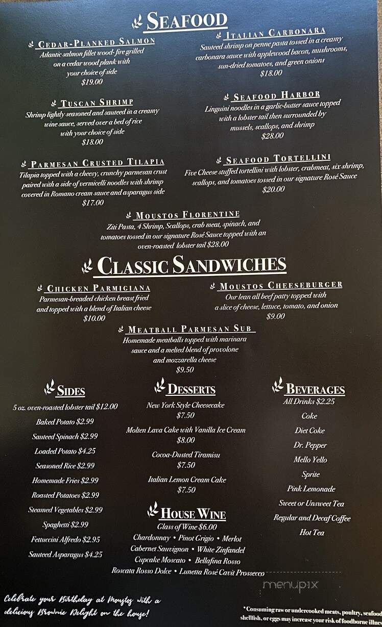 Moustos Pasta House & Grill - Union City, TN menu_pic