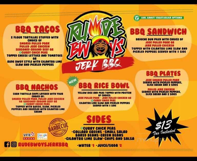 Rude Bwoys Jerk BBQ - Wilmington, NC menu_pic