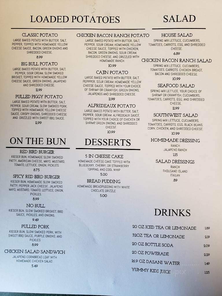Red Bird Cafe - Iowa, LA menu_pic