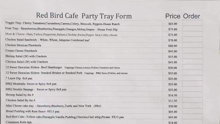 Red Bird Cafe - Iowa, LA menu_pic