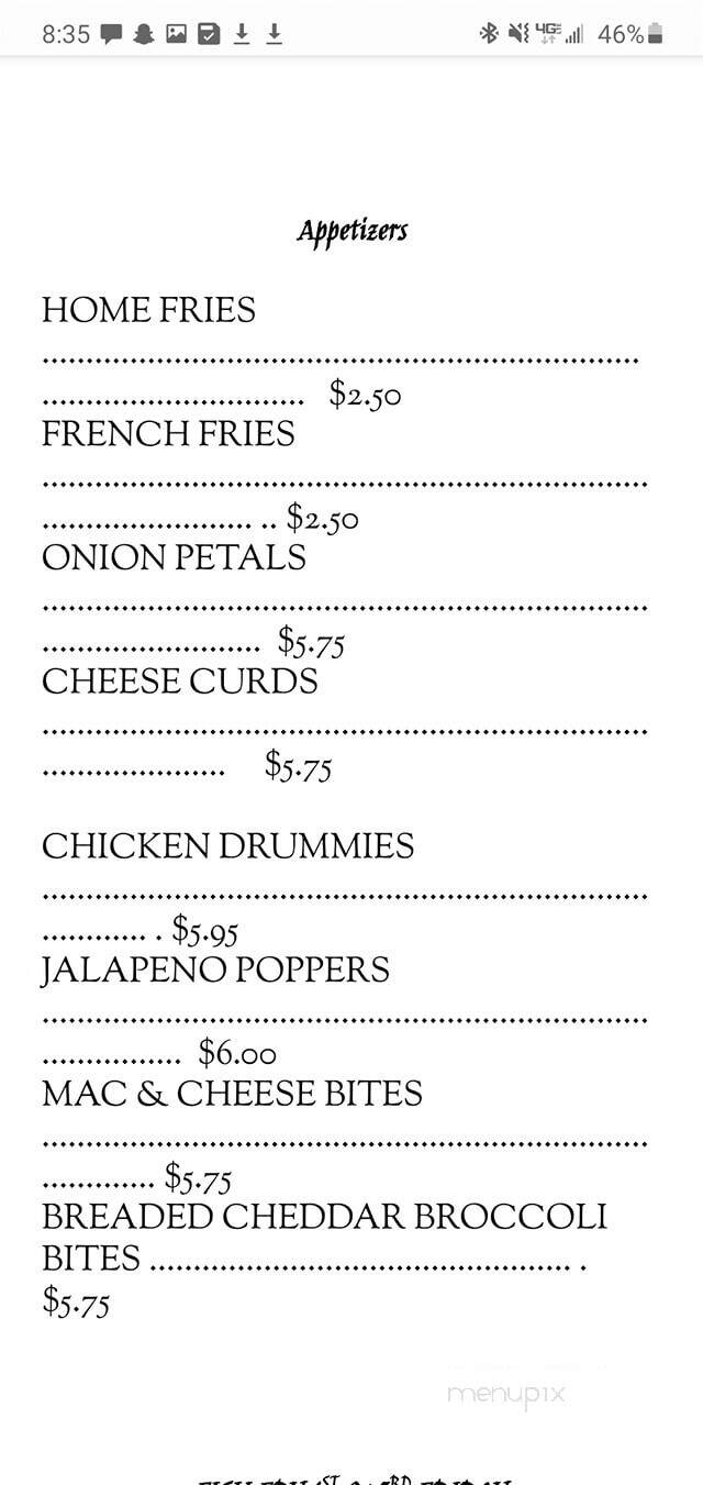 Ponderosa Bar - Alma, WI menu_pic