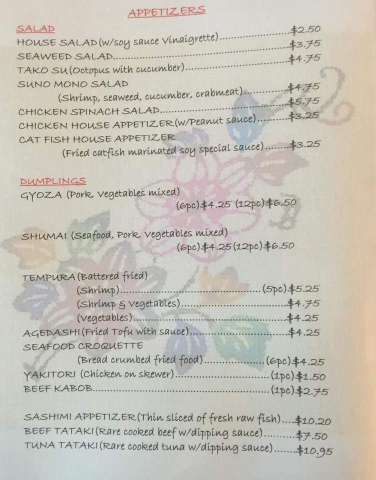 Yakitori House - Jacksonville, NC menu_pic