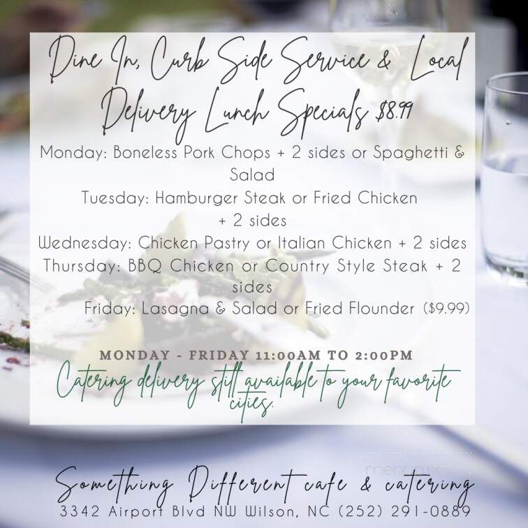 Something Different - Wilson, NC menu_pic