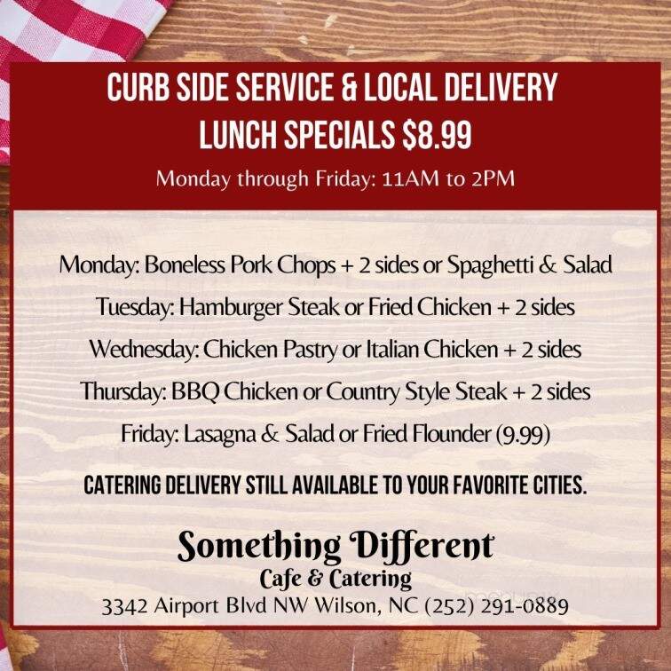 Something Different - Wilson, NC menu_pic