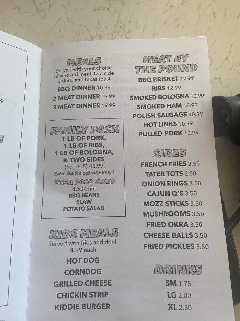 Pistol Pats Bar-B-Que - Disney, OK menu_pic