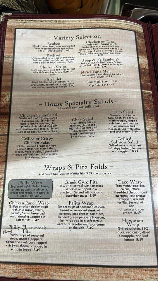 Dana's River Street Restaurant - Spooner, WI menu_pic