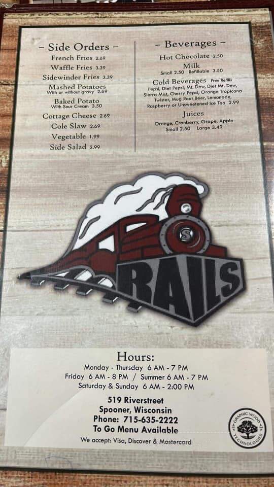 Dana's River Street Restaurant - Spooner, WI menu_pic