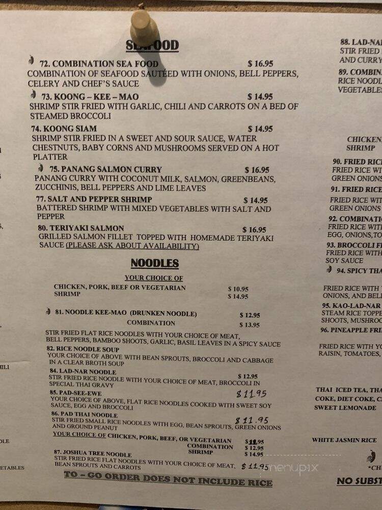 Royal Siam Cuisine Thai Restaurant - Joshua Tree, CA menu_pic