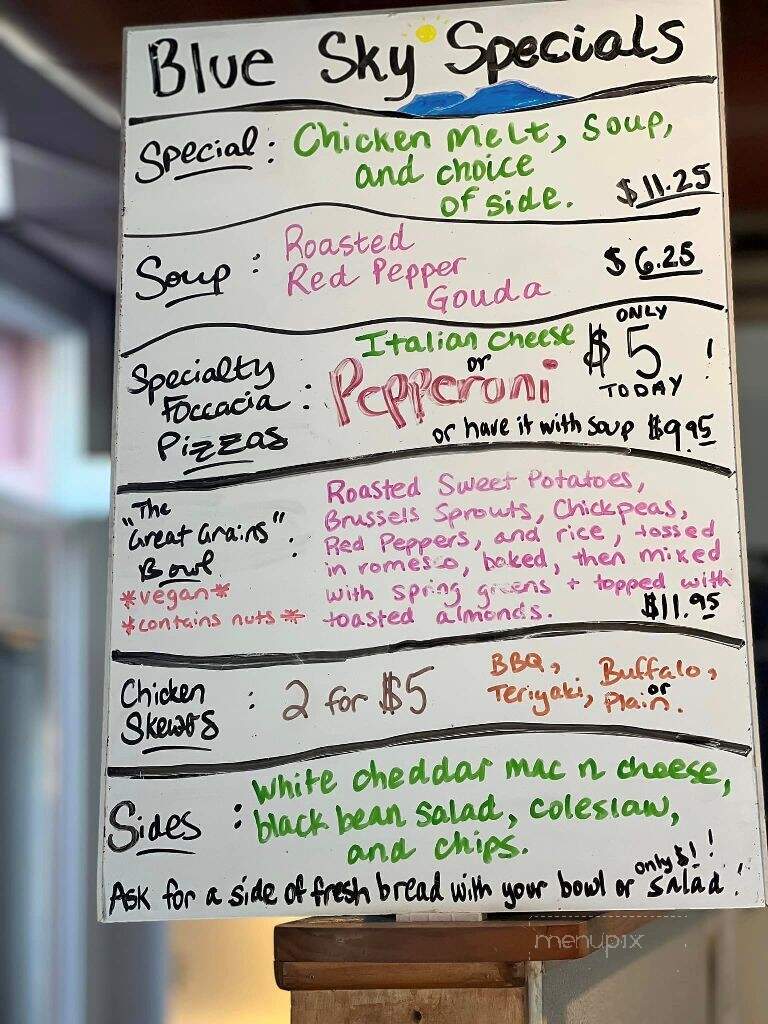 Blue Sky Bakery - Lexington, VA menu_pic