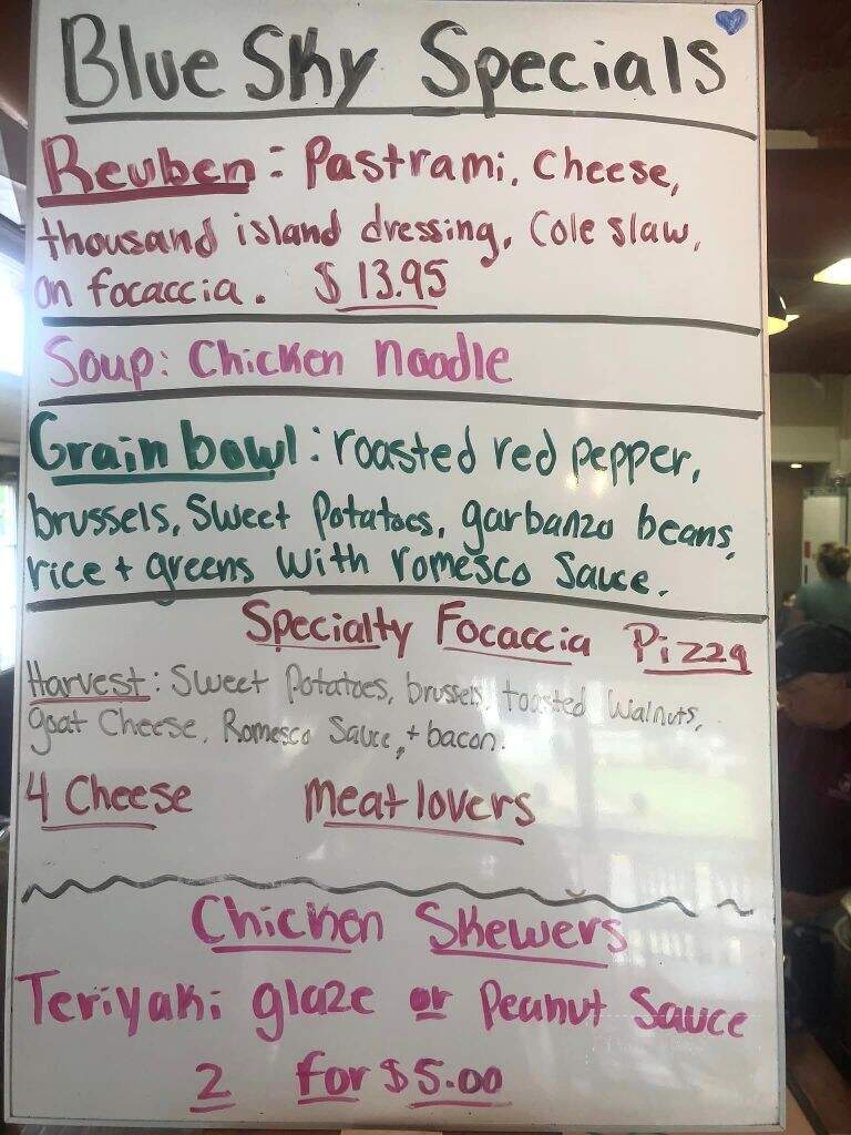 Blue Sky Bakery - Lexington, VA menu_pic