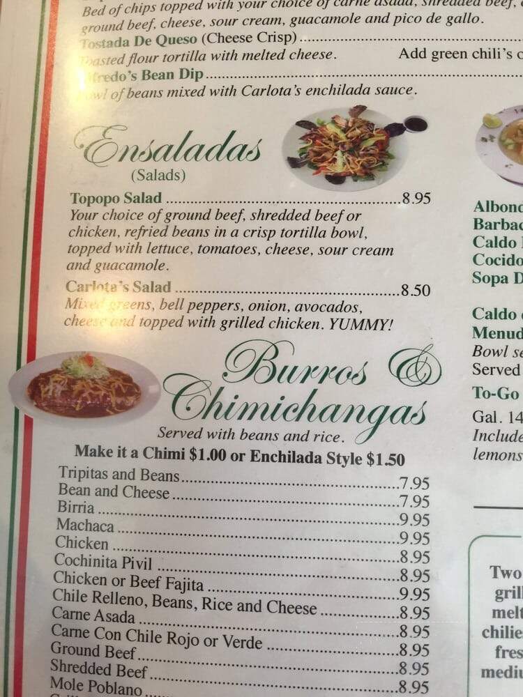 Carlota's Authentic Mexican - Tucson, AZ menu_pic
