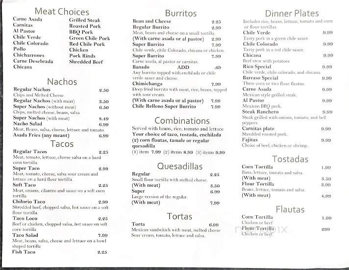 Mexican Deli - Lincoln, CA menu_pic