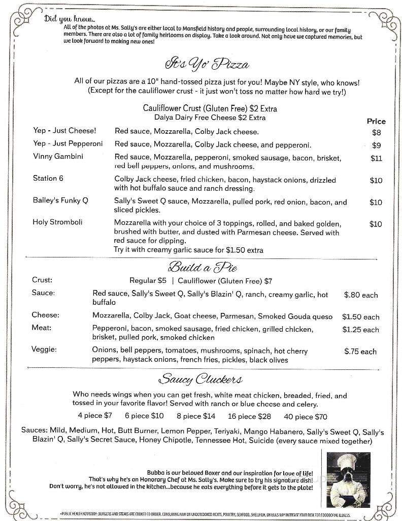 Ms. Sally's - Mansfield, GA menu_pic