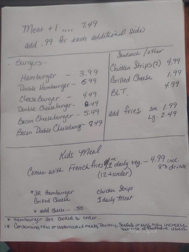 Paw Paws Country Kitchen - Cowan, TN menu_pic