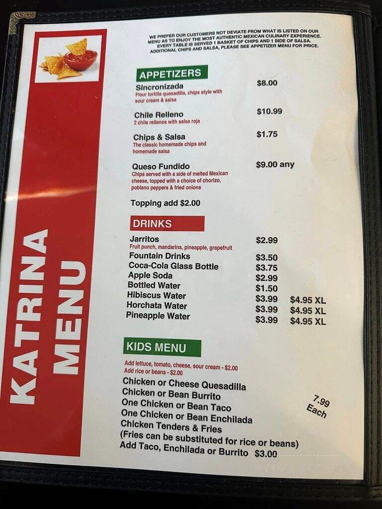 Katrina Restaurant - Hanover, PA menu_pic