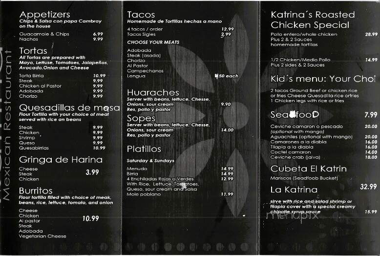 Katrina Restaurant - Hanover, PA menu_pic