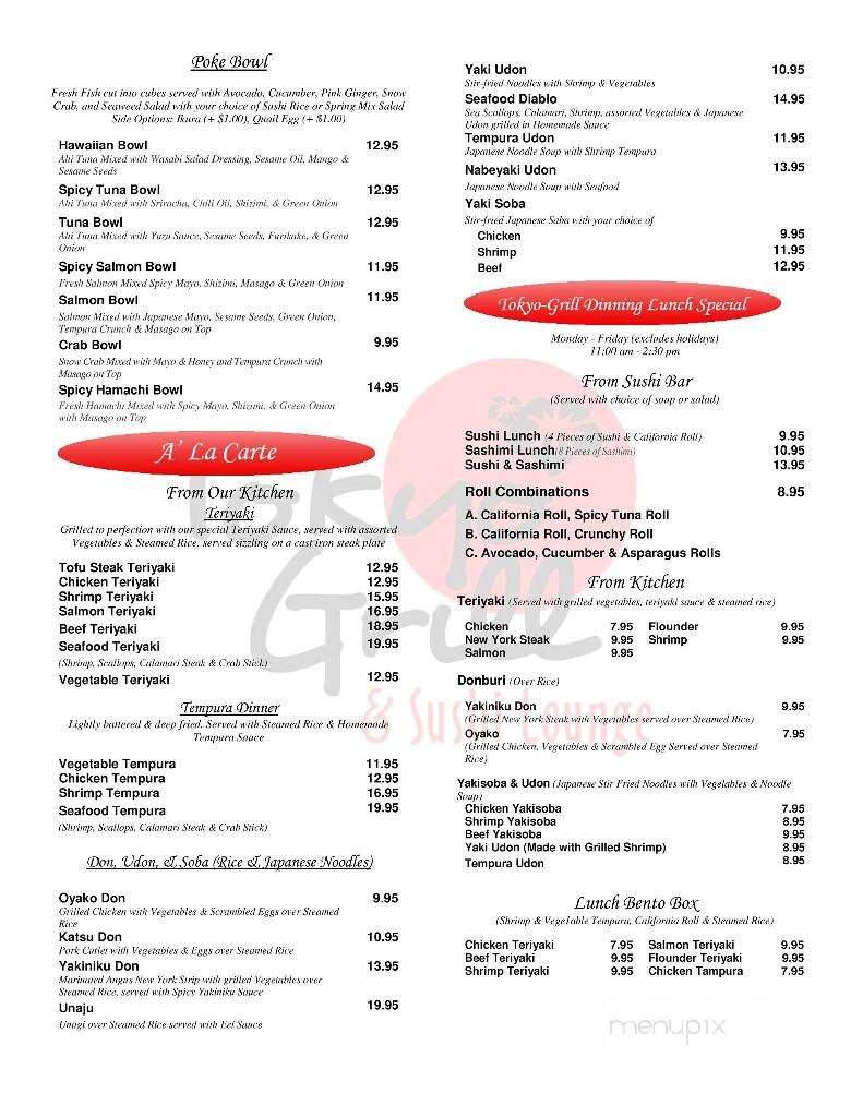 Tokyo Grill & Sushi Bar - Victoria, TX menu_pic