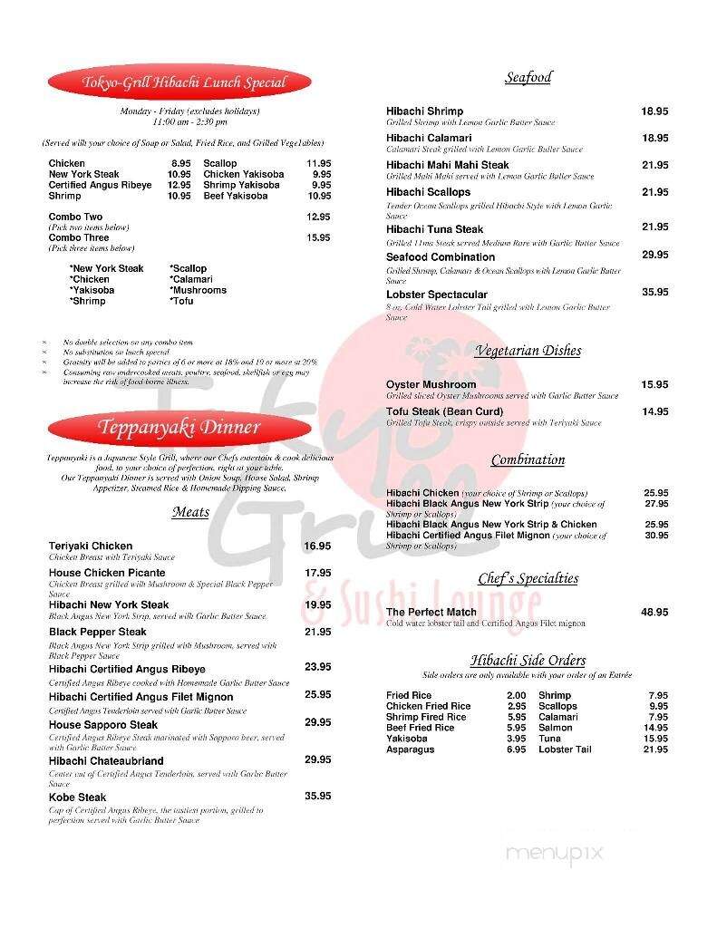 Tokyo Grill & Sushi Bar - Victoria, TX menu_pic