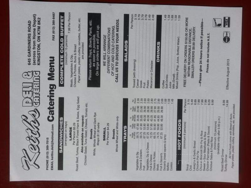 Keith's Deli - Kingston, ON menu_pic