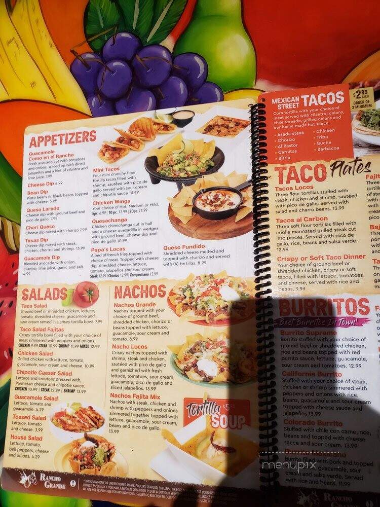 Ranch Grande Mexican Grille - Thomasville, GA menu_pic