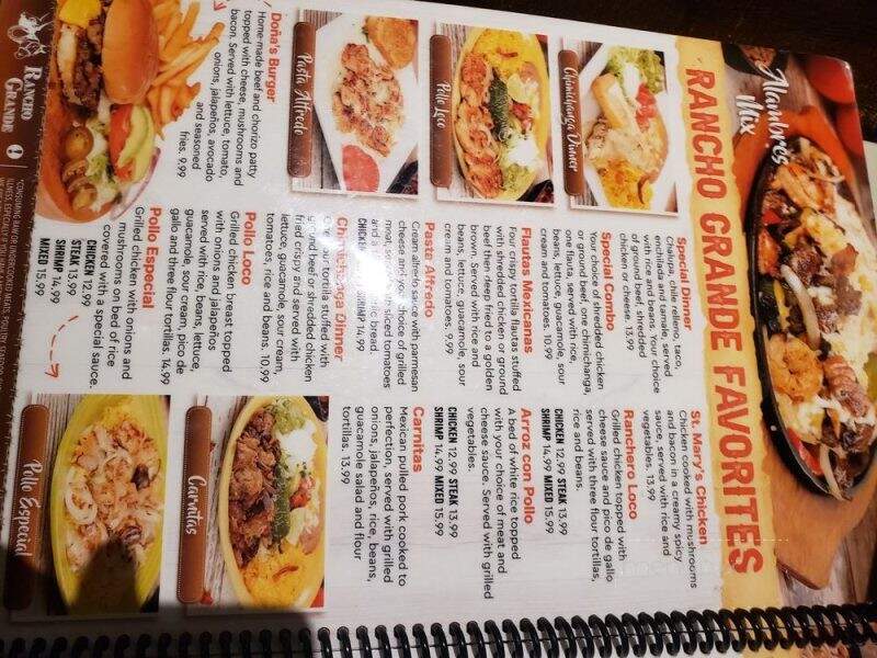 Ranch Grande Mexican Grille - Thomasville, GA menu_pic