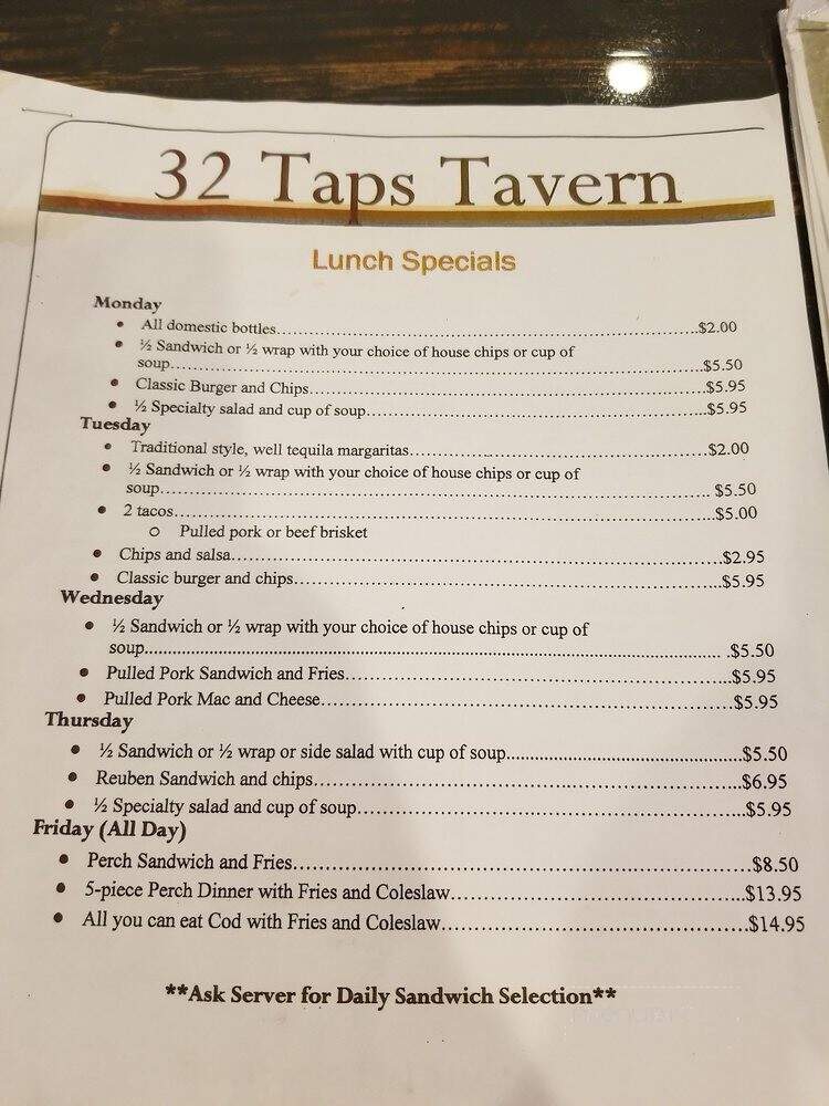 32 Taps Tavern - Carleton, MI menu_pic