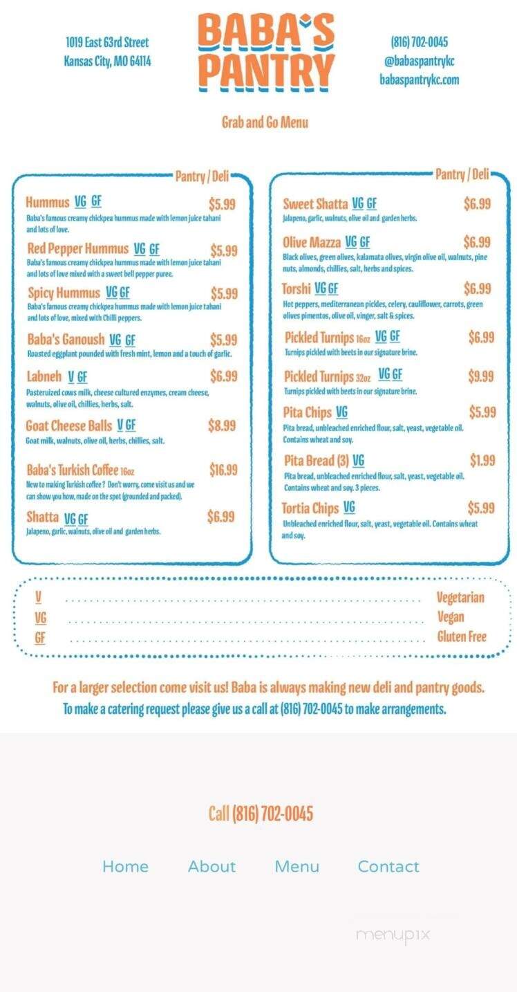 Baba's Pantry - Kansas City, MO menu_pic