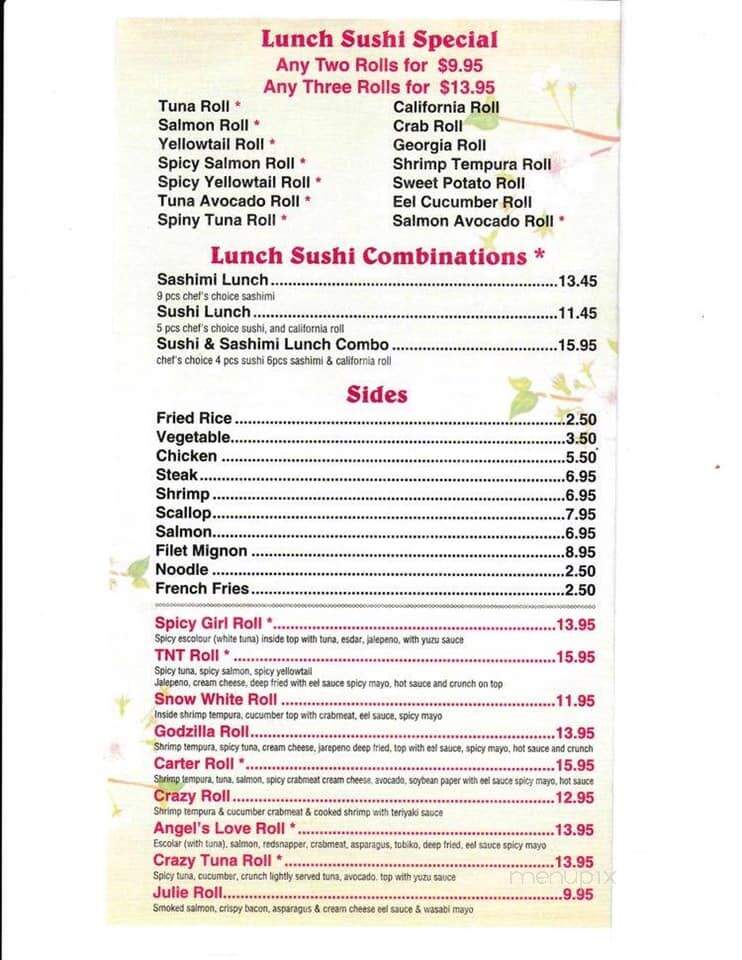 Fuji Sushi And Hibachi Restaurant - Waynesboro, GA menu_pic