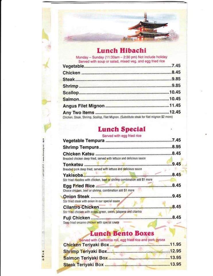 Fuji Sushi And Hibachi Restaurant - Waynesboro, GA menu_pic