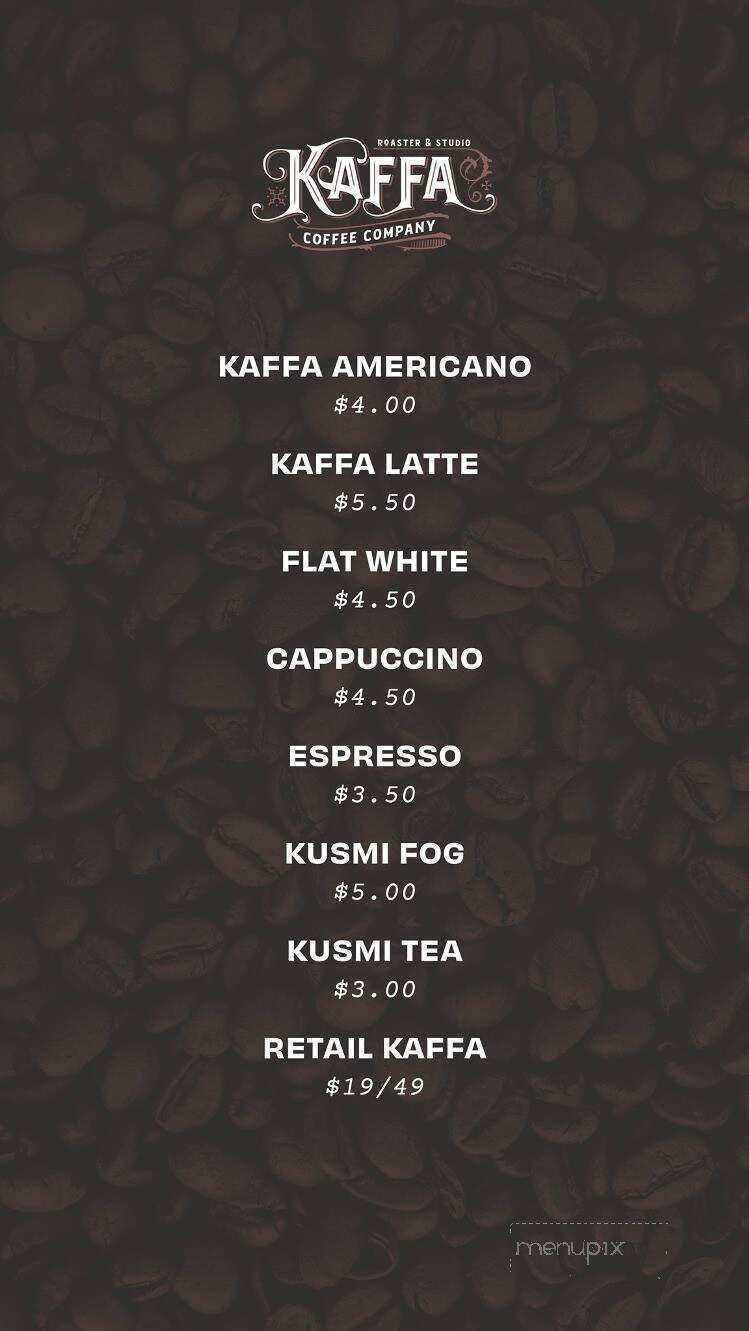 Kaffa Roaster and Studio - Edmonton, AB menu_pic