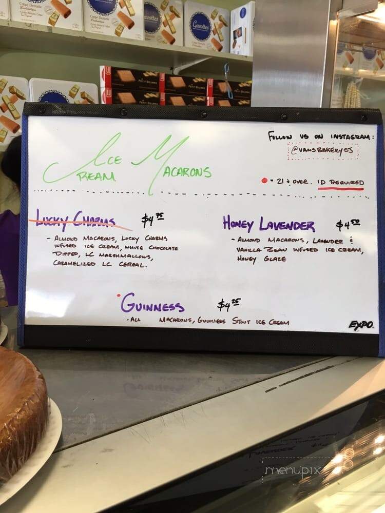Vans Bakery - San Jose, CA menu_pic