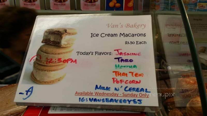 Vans Bakery - San Jose, CA menu_pic