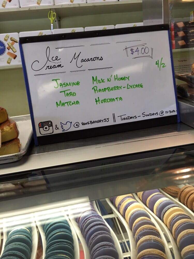 Vans Bakery - San Jose, CA menu_pic