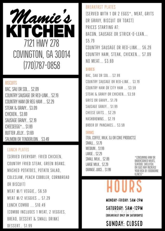 Mamie's Kitchen Biscuits - Covington, GA menu_pic