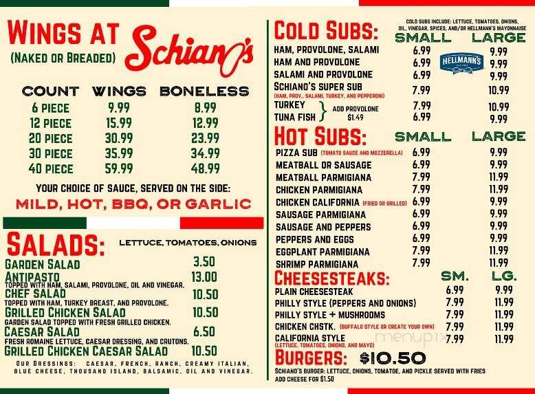 Schiano's Pizza - Forked River, NJ menu_pic