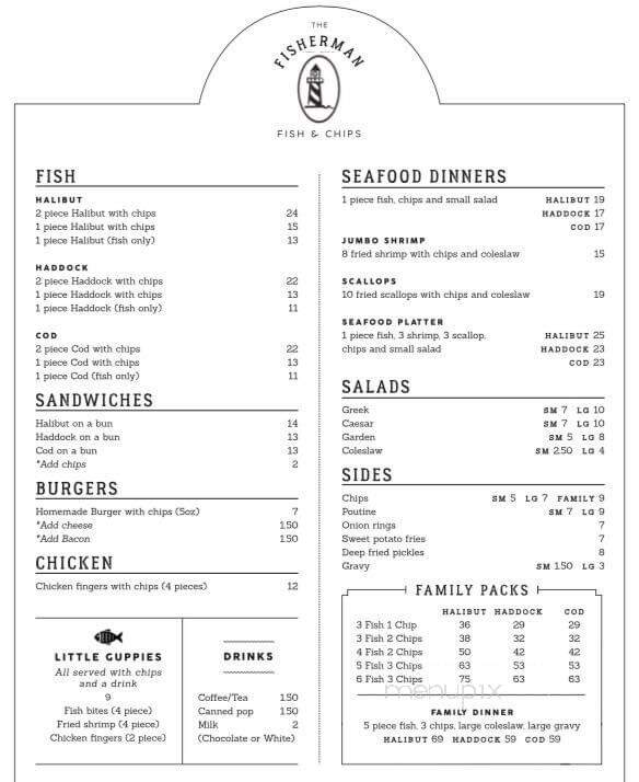 Fisherman's Fish & Chips - Courtice, ON menu_pic