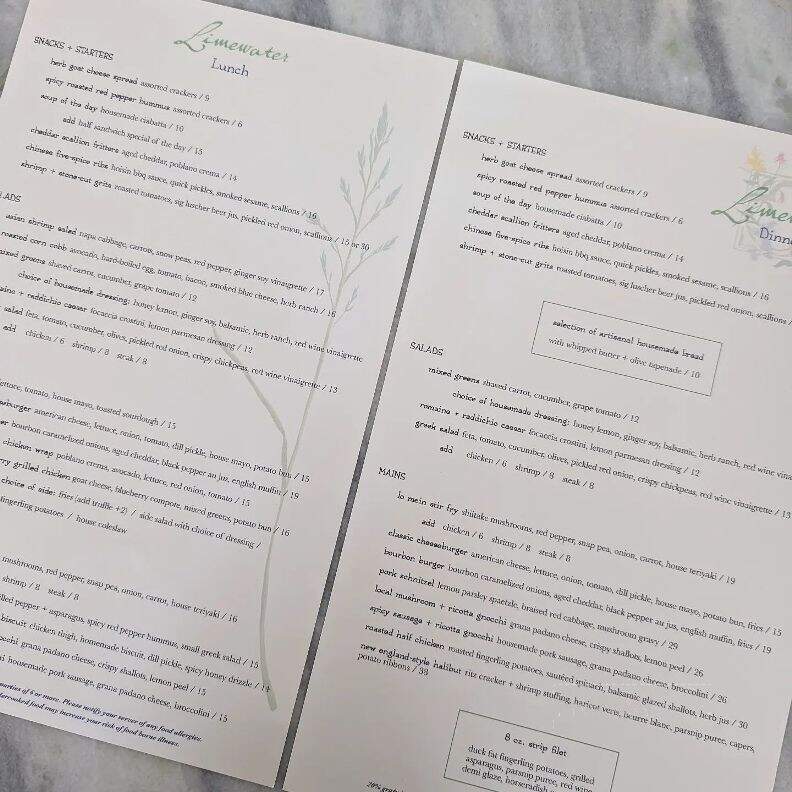 Limewater - Frankfort, KY menu_pic