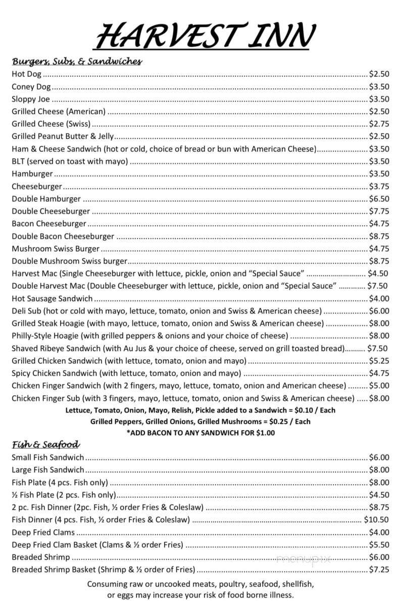 Harvest Inn - Homeworth, OH menu_pic