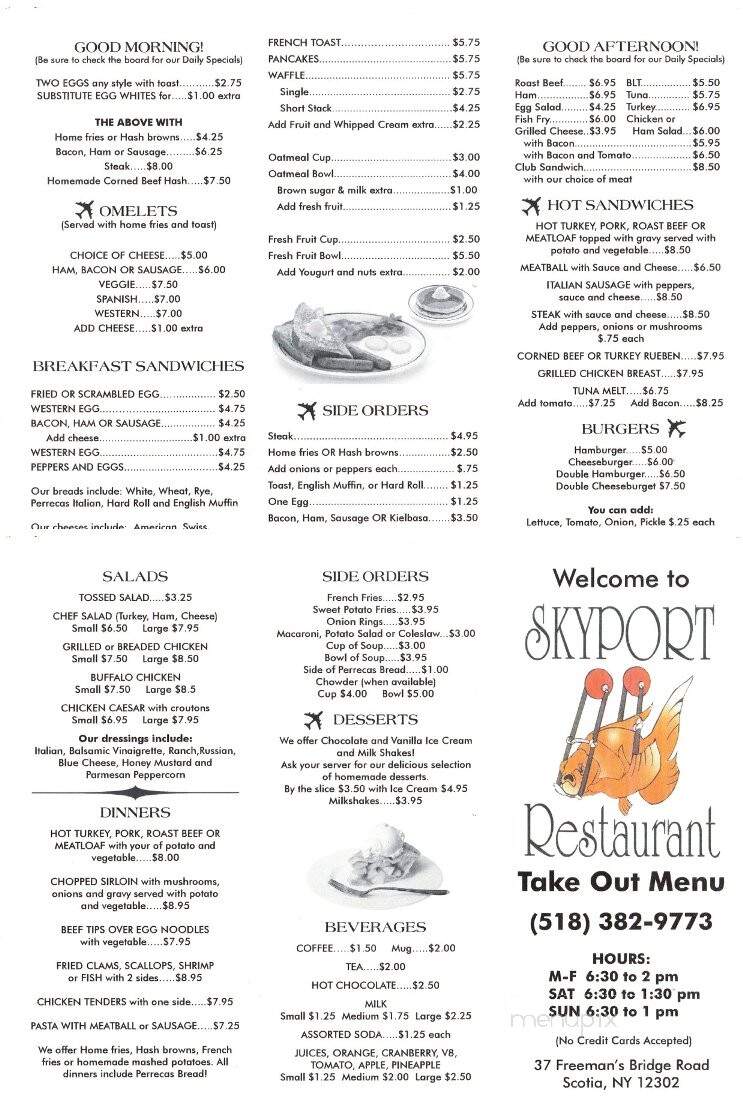 Sky Port Diner - Scotia, NY menu_pic