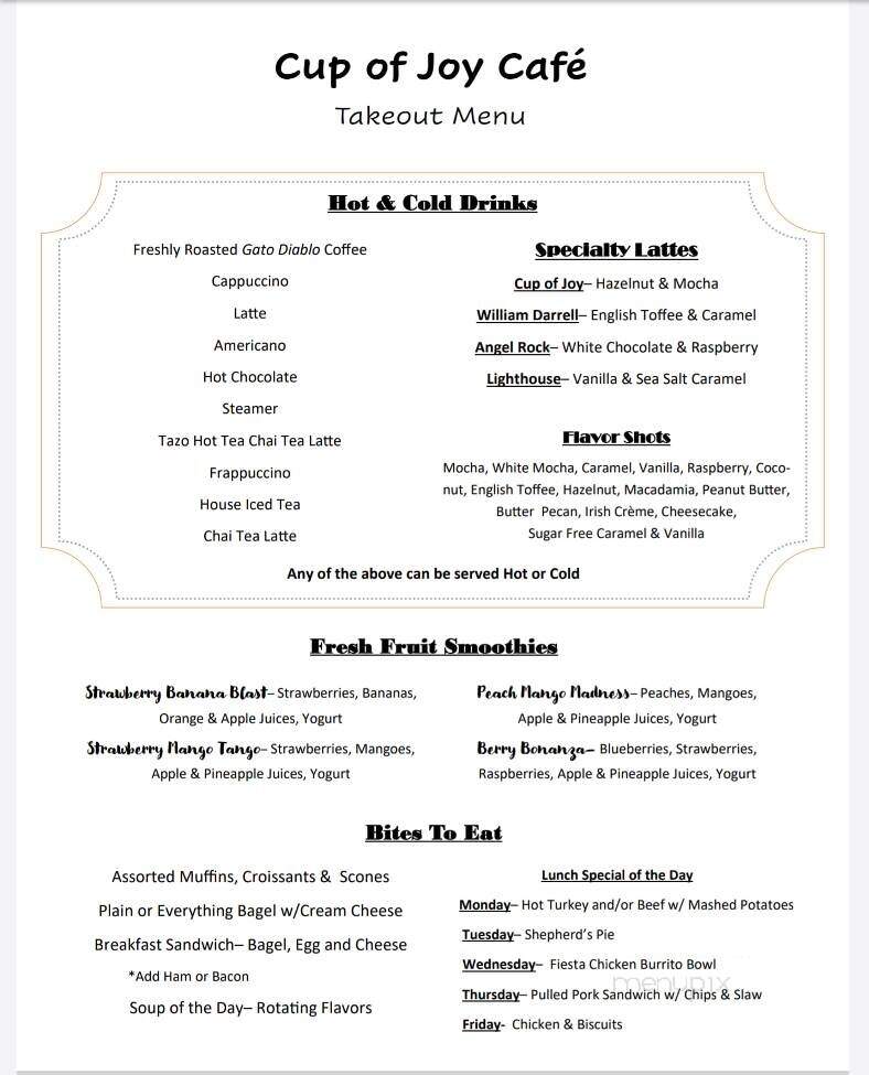 Cup Of Joy - Cape Vincent, NY menu_pic