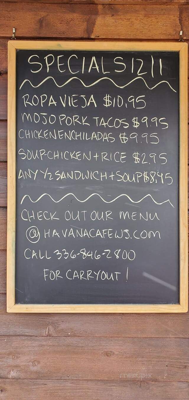 Havana Cafe - West Jefferson, NC menu_pic