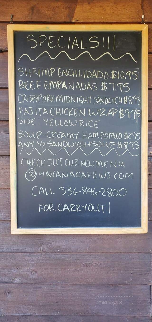 Havana Cafe - West Jefferson, NC menu_pic