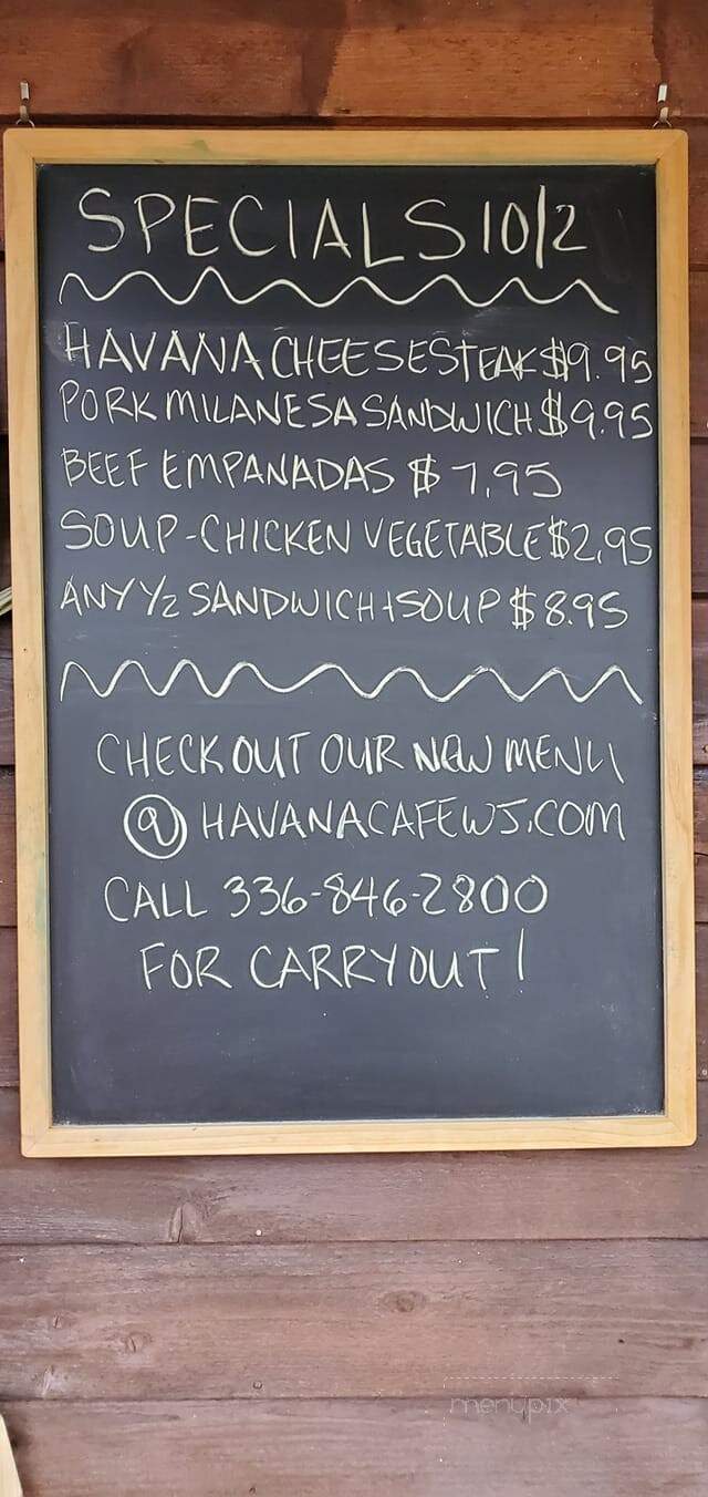 Havana Cafe - West Jefferson, NC menu_pic