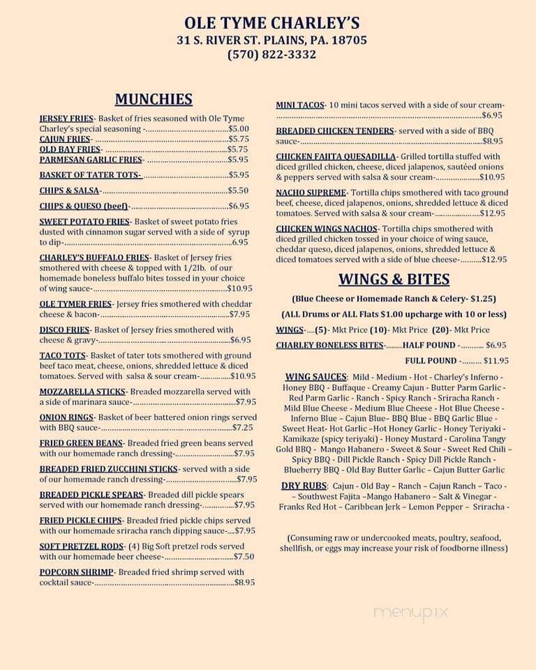Ole Tyme Charley's Restaurant - Plains, PA menu_pic
