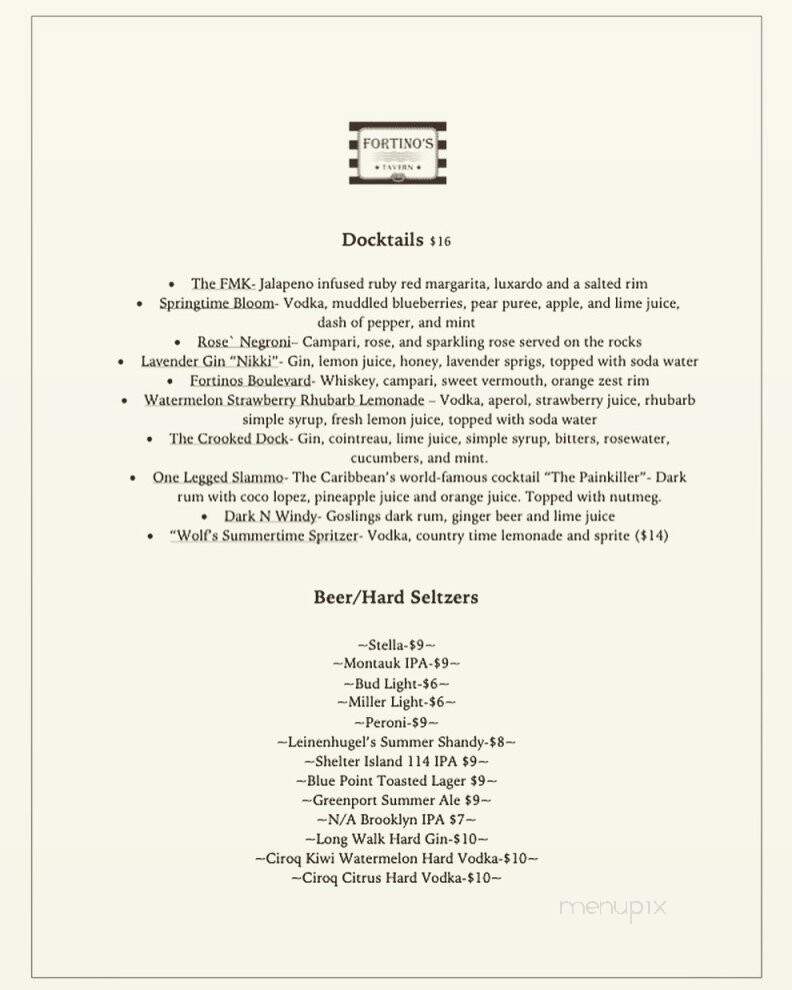 Fortino's Tavern - Greenport, NY menu_pic
