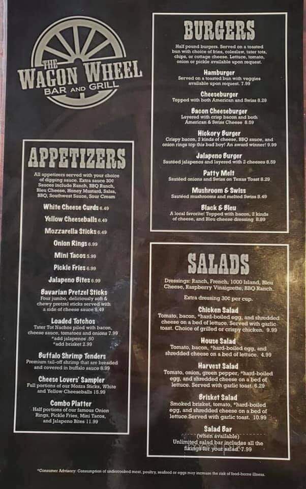 Wagon Wheel Bar and Grill - Sioux Rapids, IA menu_pic